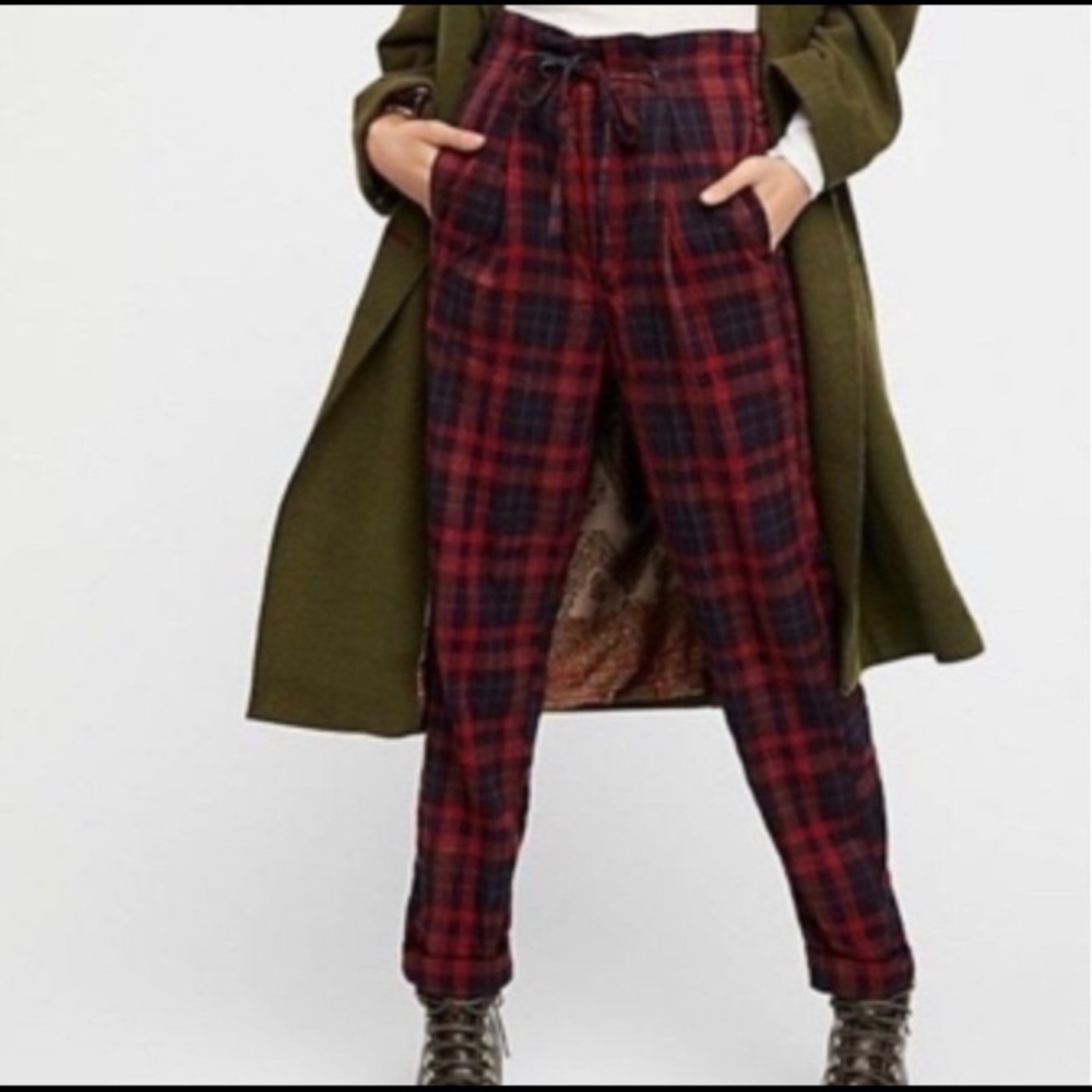 Free people plaid paperbag pants